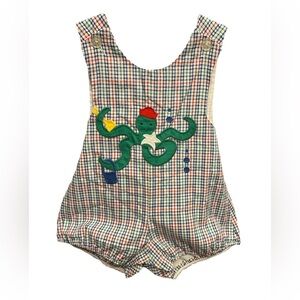 Kelly’s Kids Plaid Toddler boy romper with octopus appliqué, Size 2